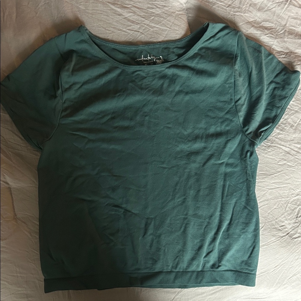 Free People Green Short Sleeve Top